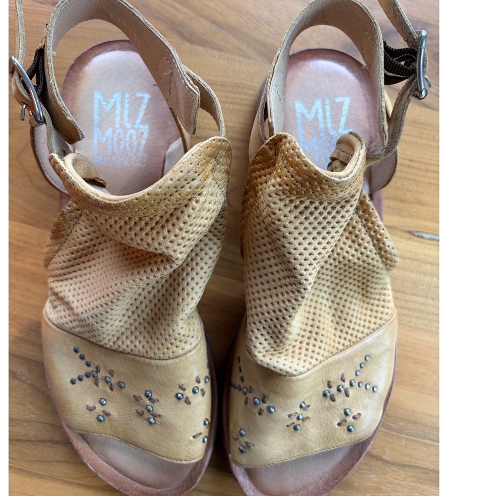 Miz Mooz Fifi Wheat Leather Ankle Strap Sandals Wide Width EU 39 US 8.5 M - Picture 6 of 8